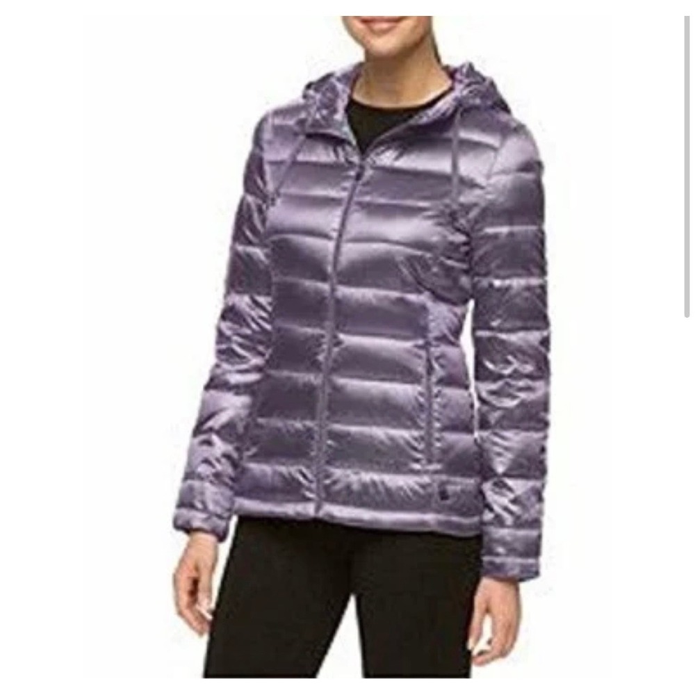 Andrew Marc‎ Puffer Jacket Womens XL Lilac Purple Packable Premium Down Hooded